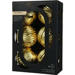 KAEMINGK Lot de 6 boules de Noël (D80 mm) Glitter Or
