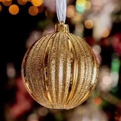KAEMINGK Lot de 6 boules de Noël (D80 mm) Glitter Or