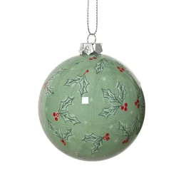 KAEMINGK Lot de 7 boules de Noël (D80 mm) Houx et rouge Vert Discount