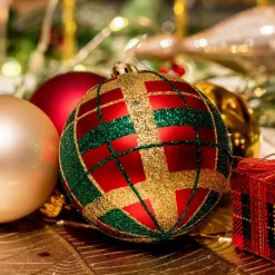KAEMINGK Lot de 12 boules de Noël (D80 mm) kity Rouge Best