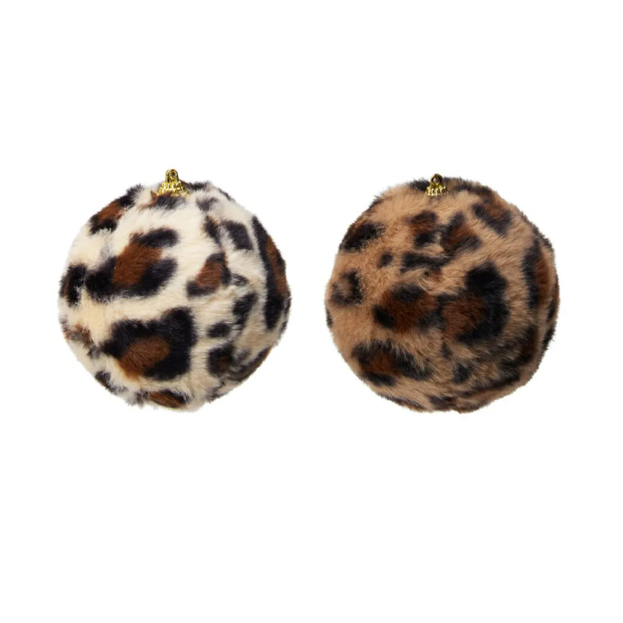 KOOPMAN Lot de 12 boules de Noël (D100 mm) Léopard Beige et Marron Hot