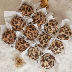 KOOPMAN Lot de 12 boules de Noël (D80 mm) Léopard Beige et Marron