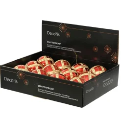 KAEMINGK Lot de 12 boules de Noël (D80 mm) Marilyn pailleté or Rouge Online