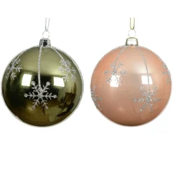 KAEMINGK Lot de 12 boules de Noël (D80 mm) Megève et Pêche Vert romarin Clearance