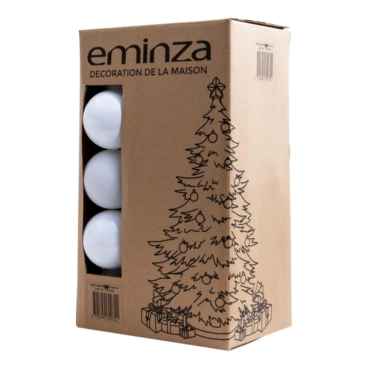 EMINZA Lot de 30 boules de Noël (D80 mm) New Alpine Blanc Clearance