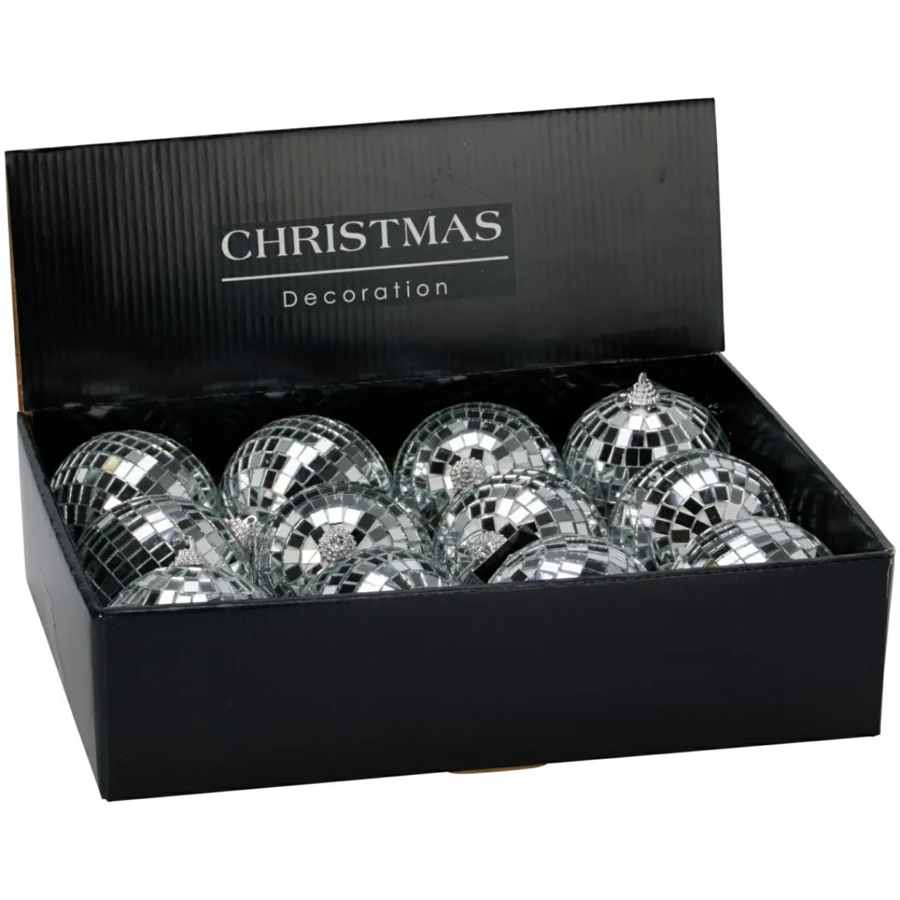 KOOPMAN Lot de 12 boules de Noël (D80 mm) Night Fever Argent