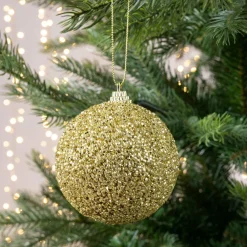 KAEMINGK Lot de 12 boules de Noël (D80 mm) Perline Or Hot