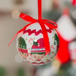KAEMINGK Lot de 7 boules de Noël (D60 mm) Petits Lutins de Noël Blanc et Rouge