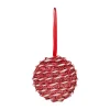 JJA Lot de 6 boules de Noël (D80 mm) Rayé Fantaisie Rouge et blanc Hot