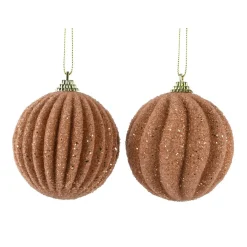 KAEMINGK Lot de 12 boules de Noël (D80 mm) Reflet d’or pailleté or Cognac Best