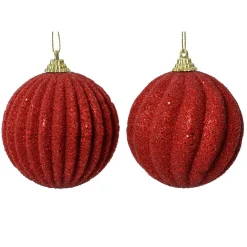KAEMINGK Lot de 12 boules de Noël (D80 mm) Reflet d’or Rouge New