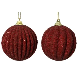 KAEMINGK Lot de 12 boules de Noël (D80 mm) Reflet d'or Bordeaux New