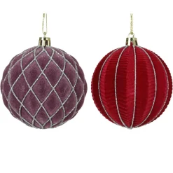 KAEMINGK Lot de 12 boules de Noël (D80 mm) Renaissance Figue et rouge Violet Sale