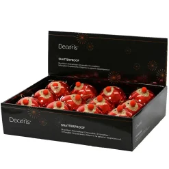 KAEMINGK Lot de 12 Boules de Noël (D80 mm) Renne Clown paillettes et or Rouge Sale