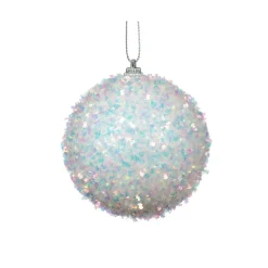 KAEMINGK Lot de 12 boules de Noël (D80 mm) Sequins irisé Blanc