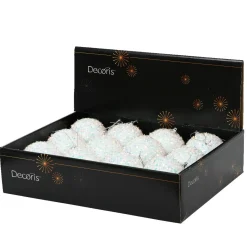 KAEMINGK Lot de 12 boules de Noël (D80 mm) Sequins irisé Blanc