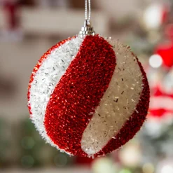 KAEMINGK Lot de 12 boules de Noël (D80 mm) Spiralis Rouge Clearance
