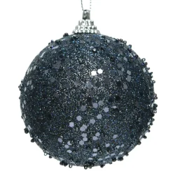 KAEMINGK Lot de 12 boules de Noël (D80 mm) strass pailletés Bleu nuit Online
