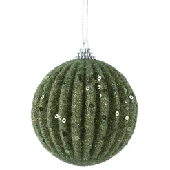 KAEMINGK Lot de 12 boules de Noël (D80 mm) Strass pailletés Vert romarin Sale