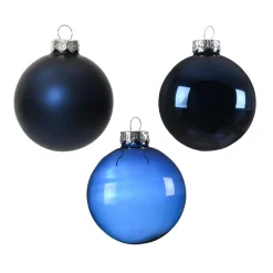 KAEMINGK Lot de 21 boules de Noël en verre Assorties Cristal Bleu nuit Best