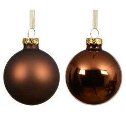 KAEMINGK Lot de 4 Boules de Noël en verre (D100 mm) Boréal Brun café Best