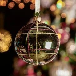 KAEMINGK Lot de 6 boules de Noël en verre (D80 mm) Ecosse Vert sapin New