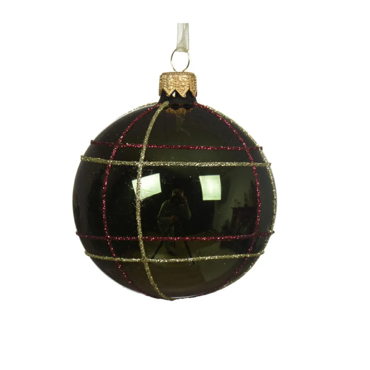 KAEMINGK Lot de 6 boules de Noël en verre (D80 mm) Ecosse Vert sapin New