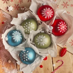 KAEMINGK Lot de 6 boules de Noël en verre (D80 mm) Santa Christmas Multicolore New