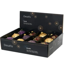 KAEMINGK Lot de 12 boules de Noël en verre (D100 mm) Rêverie Figue bordeaux et or Violet New