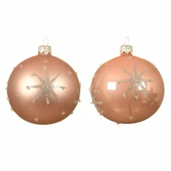 KAEMINGK Lot de 6 boules de Noël en verre (D80 mm) Astre Rose poudré Clearance