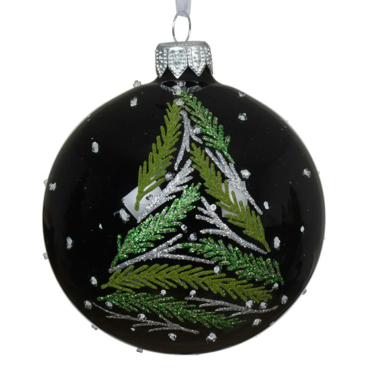 KAEMINGK Lot de 6 boules de Noël en verre (D80 mm) Branches de sapin Noir Online