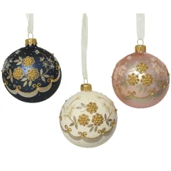 KAEMINGK Lot de 6 boules de Noël en verre (D80 mm) Rococo Multicolore Hot