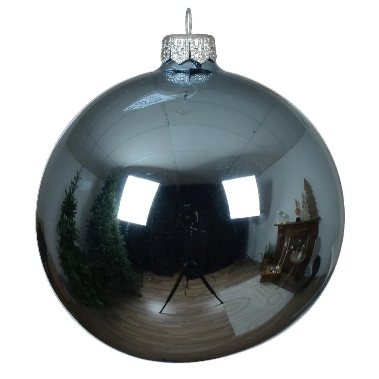 KAEMINGK Lot de 4 boules de Noël en verre (D100 mm) Arctique brillante Bleu glacé