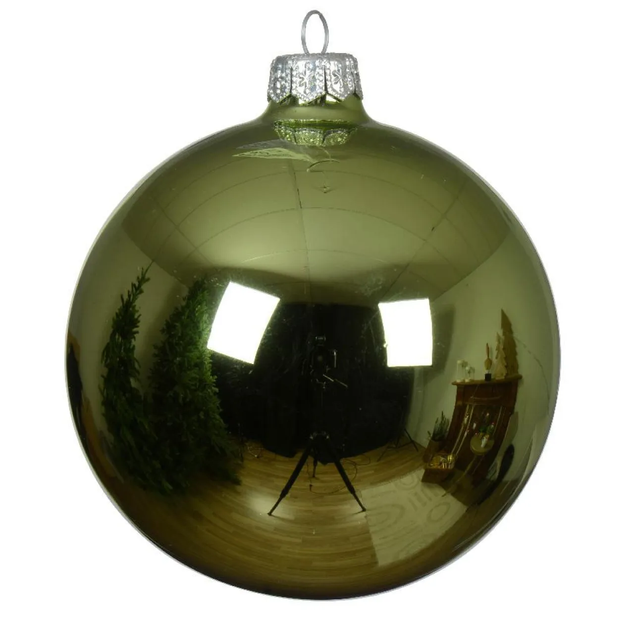 KAEMINGK Lot de 4 boules de Noël en verre (D100 mm) Arctique brillante Thé Vert