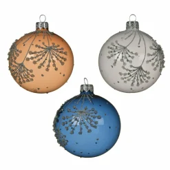 KAEMINGK Lot de 6 boules de Noël en verre (D80 mm) Adelice Blanc/ / Bleu nuit Camel Outlet