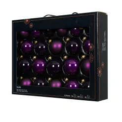 KAEMINGK Lot de 21 boules de Noël en verre (D60 à 75 mm) Assorties Cristal Figue Violet Hot