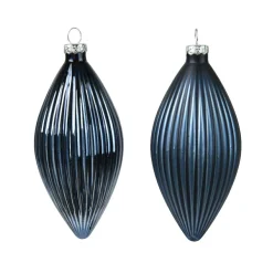 KAEMINGK Lot de 3 boules de Noël en verre (D60 mm) Goutte précieuse Bleu nuit Discount