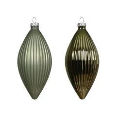 KAEMINGK Lot de 3 boules de Noël en verre (D60 mm) Goutte précieuse Vert romarin New