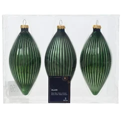 KAEMINGK Lot de 3 boules de Noël en verre (D60 mm) Goutte précieuse Vert sapin Best
