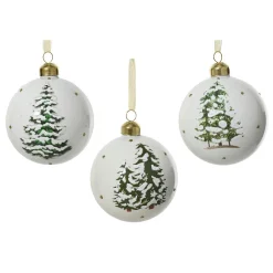 KAEMINGK Lot de 3 boules de Noël en verre (D80 mm) Forêt mystique Blanc laine Outlet