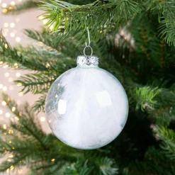 KAEMINGK Lot de 4 boules de Noël en verre (D70 mm) Plumes Transparent Hot