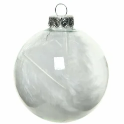 KAEMINGK Lot de 4 boules de Noël en verre (D70 mm) Plumes Transparent Hot