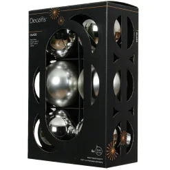 KAEMINGK Lot de 6 boules de Noël en verre (D80 mm) Boréal Argent Best