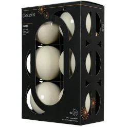KAEMINGK Lot de 6 Boules de Noël en verre (D80 mm) Boréal Blanc laine Hot