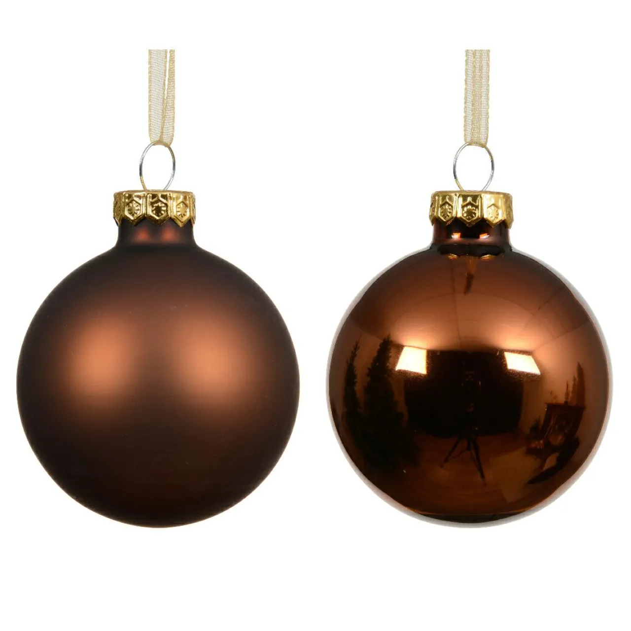KAEMINGK Lot de 6 boules de Noël en verre (D80 mm) Boréal Brun café Best