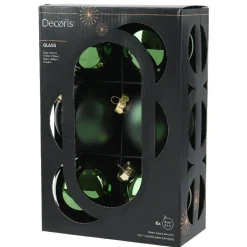 KAEMINGK Lot de 6 boules de Noël en verre (D80 mm) Boréal Vert sapin Clearance