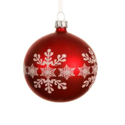 KAEMINGK Lot de 6 boules de Noël en verre (D80 mm) Flocon de neige Rouge Sale