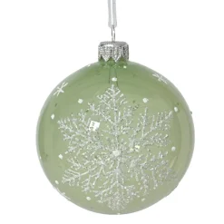 KAEMINGK Lot de 6 boules de Noël en verre (D80 mm) Flocon féerique Vert Hot