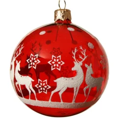 KAEMINGK Lot de 6 boules de Noël en verre (D80 mm) Rudolf Rouge Clearance