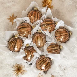KOOPMAN Lot de 9 boules de Noël en verre (D100 mm) New York Brun scintillant Marron Outlet